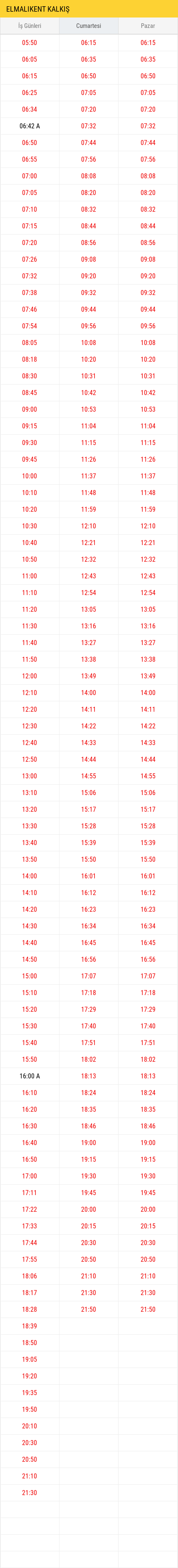 10 Ümraniye Devlet Hastanesi Ataşehir Bostancı Elmalıkent Kalkış Saatleri