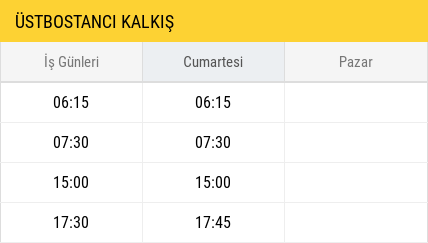 Bostancı Kalkış saatleri