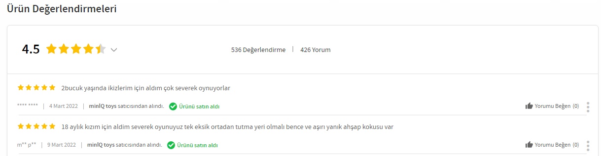 minİQ toys Ahşap Türkçe Eğitici Oyuncak değerlendirme